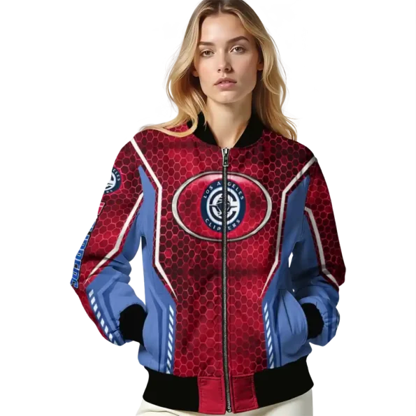 personalized los angeles clippers power plate red bomber jacket latest model