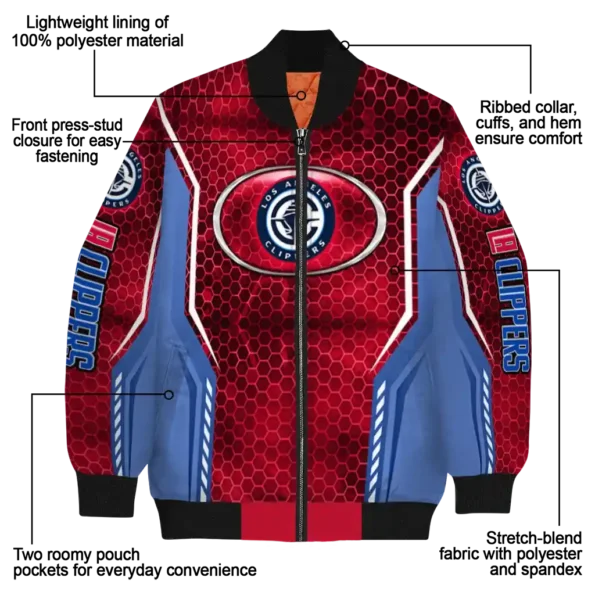 personalized los angeles clippers power plate red bomber jacket new arrival