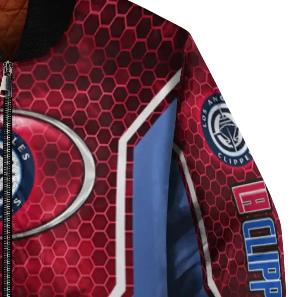 personalized los angeles clippers power plate red bomber jacket premium grade