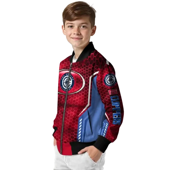 personalized los angeles clippers power plate red bomber jacket trendy