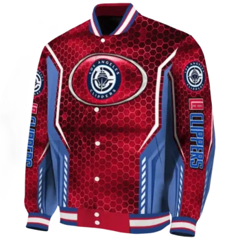 personalized los angeles clippers power plate red varsity jacket best selling.webp