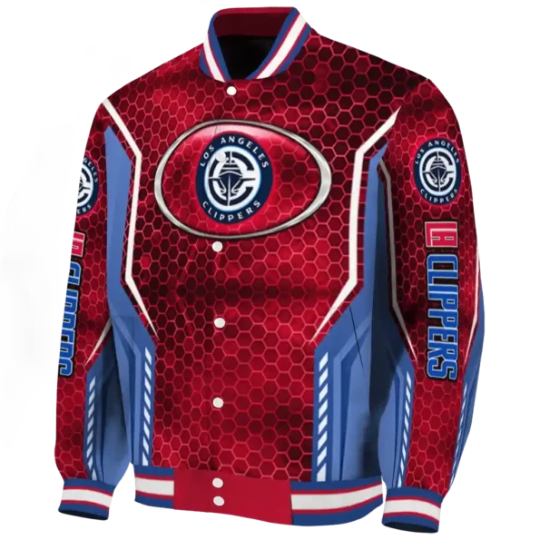 personalized los angeles clippers power plate red varsity jacket best selling.webp