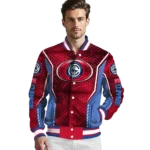 personalized los angeles clippers power plate red varsity jacket best selling.webp