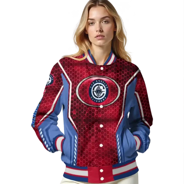 personalized los angeles clippers power plate red varsity jacket latest model.webp