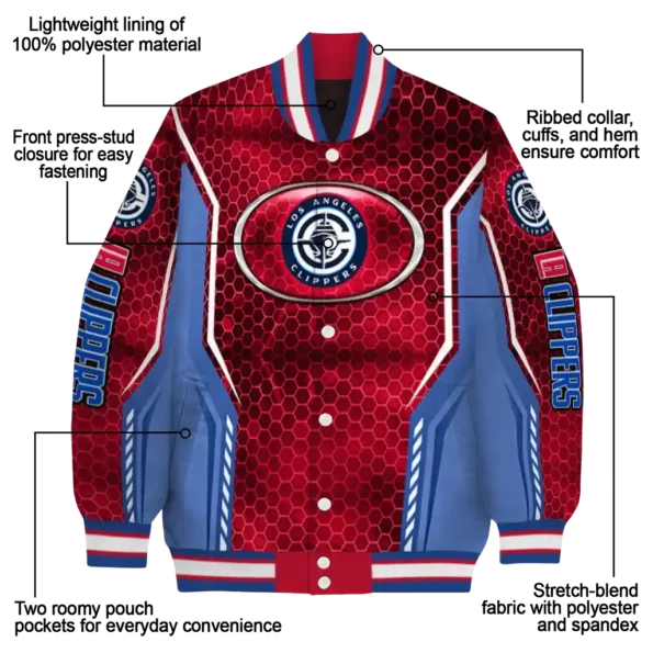 personalized los angeles clippers power plate red varsity jacket new arrival.webp