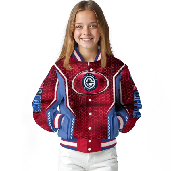personalized los angeles clippers power plate red varsity jacket top rated.webp
