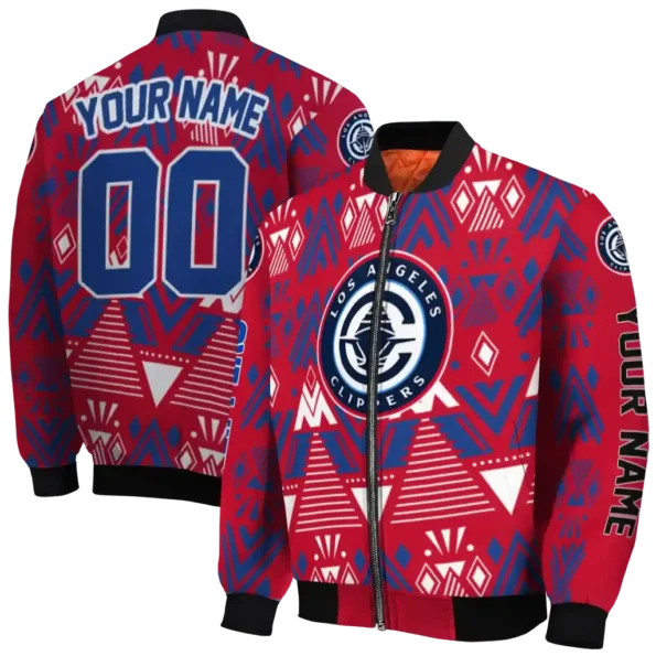 personalized los angeles clippers pyramid shapes red bomber jacket fashion forward