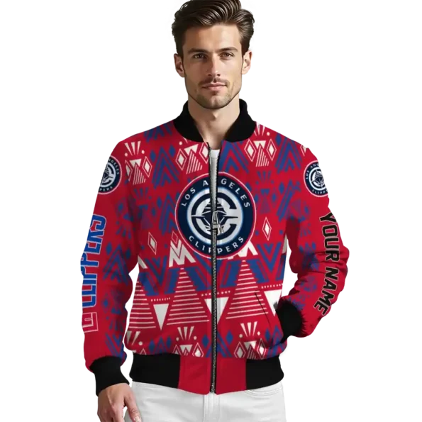 personalized los angeles clippers pyramid shapes red bomber jacket high quality