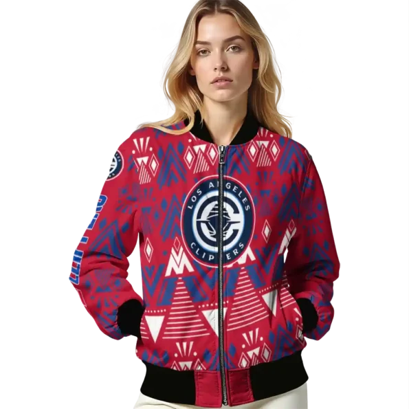 personalized los angeles clippers pyramid shapes red bomber jacket latest model