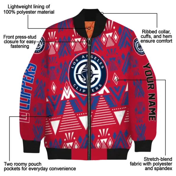 personalized los angeles clippers pyramid shapes red bomber jacket new arrival