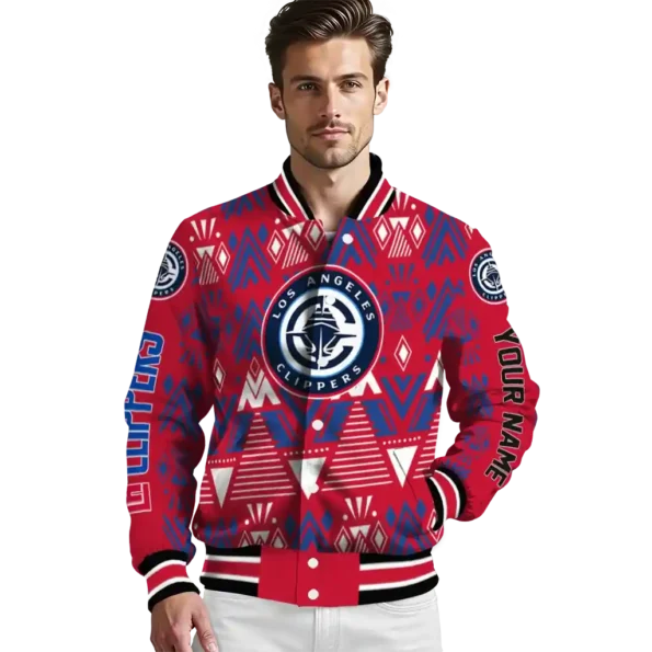 personalized los angeles clippers pyramid shapes red varsity jacket high quality.webp
