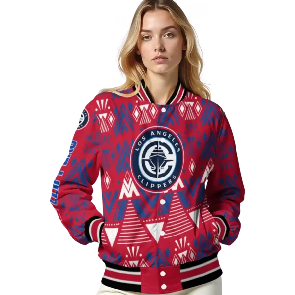 personalized los angeles clippers pyramid shapes red varsity jacket latest model.webp