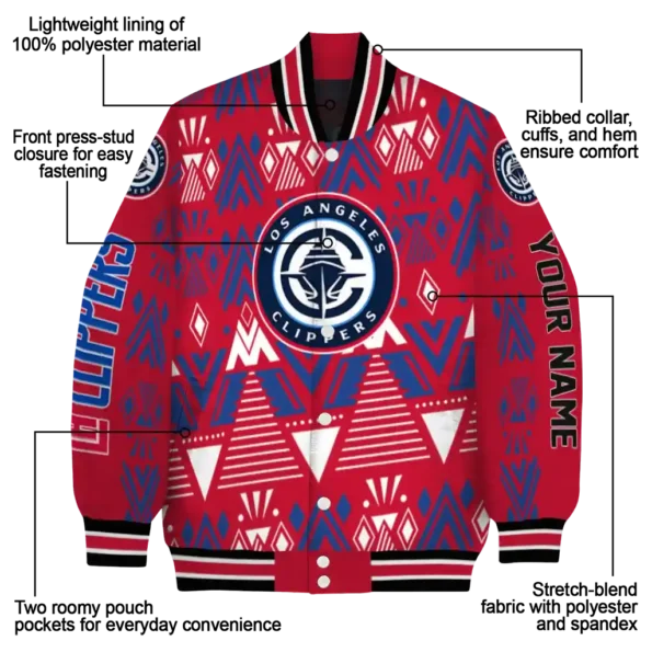 personalized los angeles clippers pyramid shapes red varsity jacket new arrival.webp