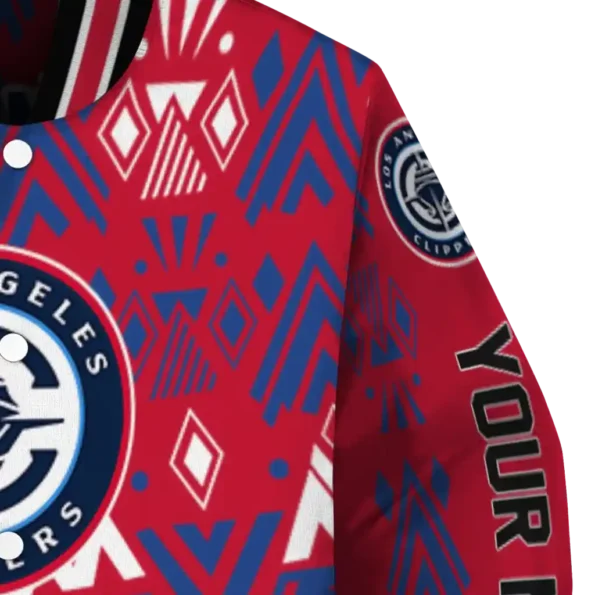 personalized los angeles clippers pyramid shapes red varsity jacket premium grade.webp