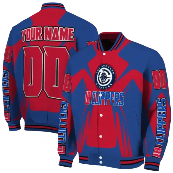 personalized los angeles clippers spider mark red varsity jacket fashion forward.webp