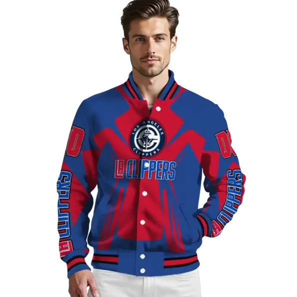 personalized los angeles clippers spider mark red varsity jacket high quality.webp