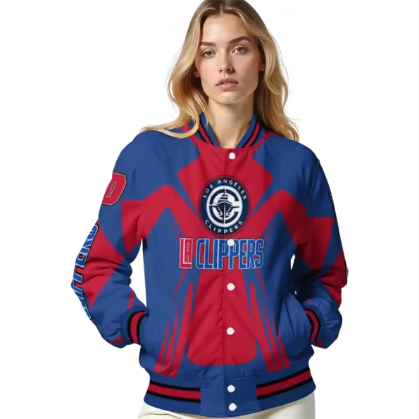personalized los angeles clippers spider mark red varsity jacket latest model.webp