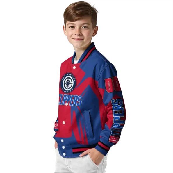 personalized los angeles clippers spider mark red varsity jacket trendy.webp