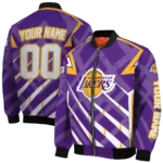 personalized los angeles lakers chevron angles purple bomber jacket best selling