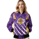 personalized los angeles lakers chevron angles purple bomber jacket best selling