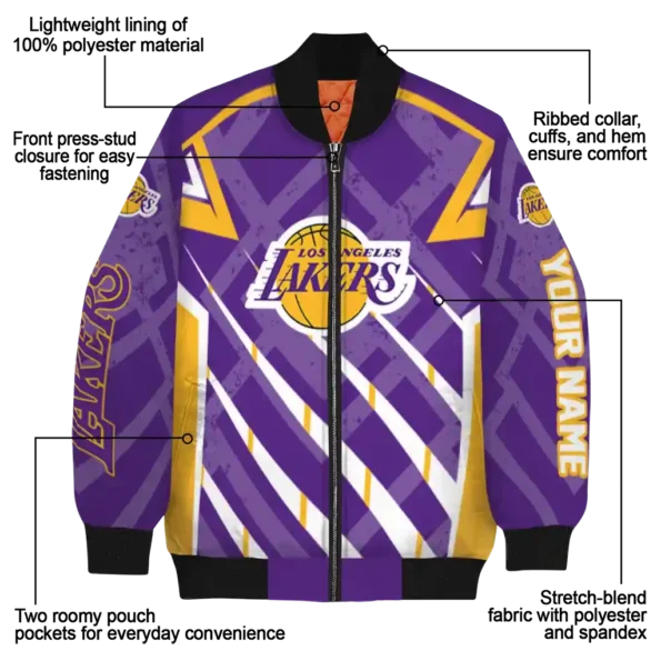 personalized los angeles lakers chevron angles purple bomber jacket new arrival