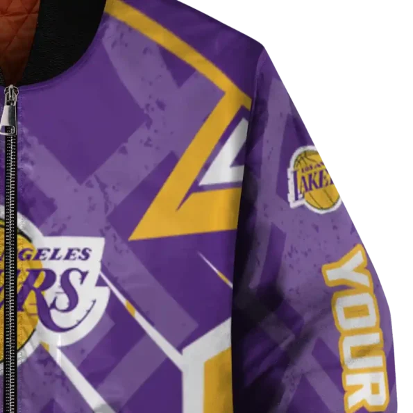 personalized los angeles lakers chevron angles purple bomber jacket premium grade