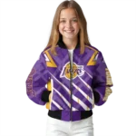 personalized los angeles lakers chevron angles purple bomber jacket best selling