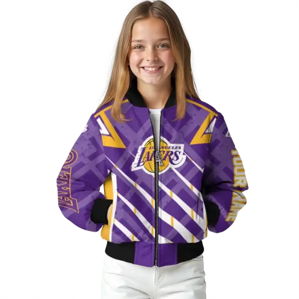 personalized los angeles lakers chevron angles purple bomber jacket top rated