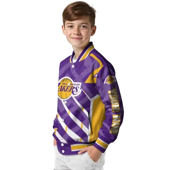 personalized los angeles lakers chevron angles purple varsity jacket trendy.webp