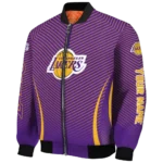 personalized los angeles lakers chevron arrow purple bomber jacket best selling