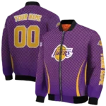 personalized los angeles lakers chevron arrow purple bomber jacket best selling