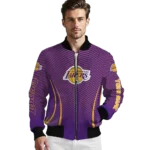 personalized los angeles lakers chevron arrow purple bomber jacket best selling