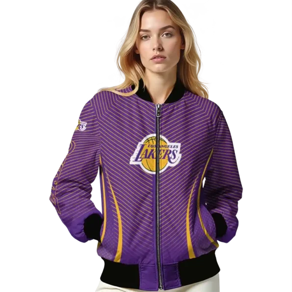 personalized los angeles lakers chevron arrow purple bomber jacket latest model