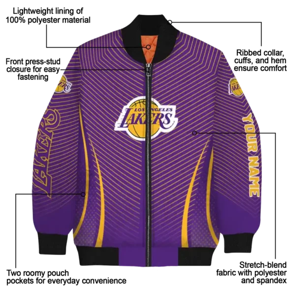 personalized los angeles lakers chevron arrow purple bomber jacket new arrival