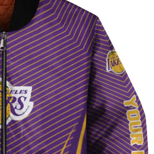 personalized los angeles lakers chevron arrow purple bomber jacket premium grade