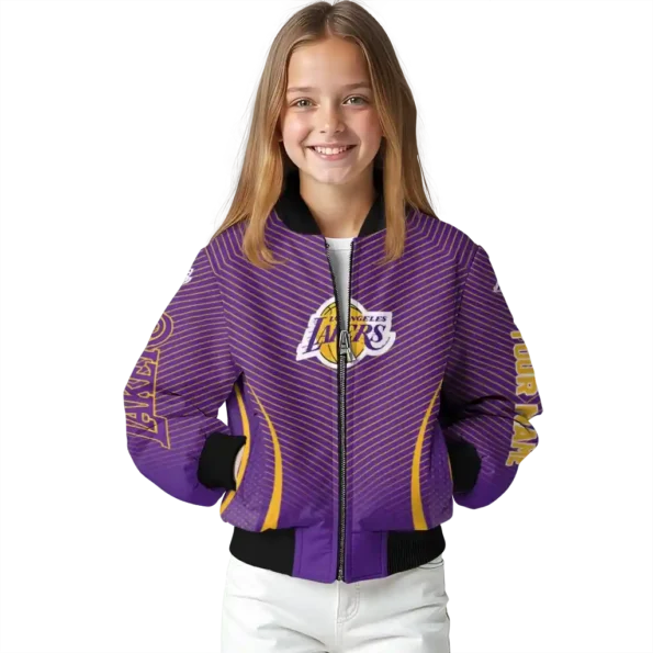 personalized los angeles lakers chevron arrow purple bomber jacket top rated