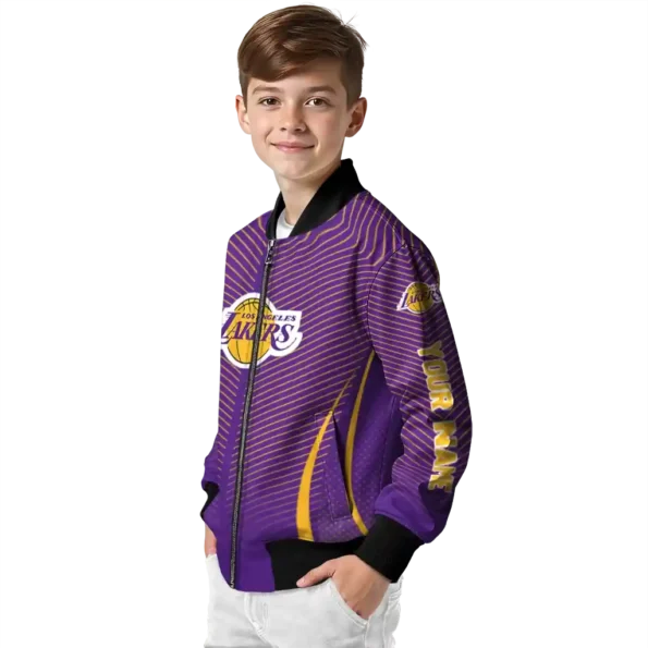 personalized los angeles lakers chevron arrow purple bomber jacket trendy