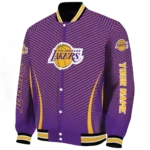 personalized los angeles lakers chevron arrow purple varsity jacket best selling.webp