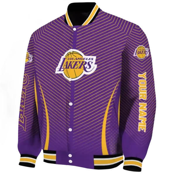 personalized los angeles lakers chevron arrow purple varsity jacket best selling.webp
