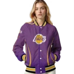 personalized los angeles lakers chevron arrow purple varsity jacket best selling.webp