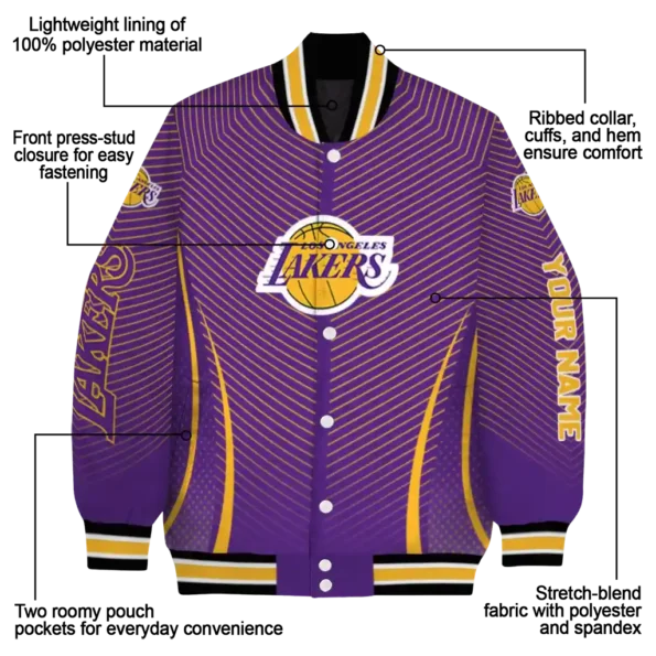personalized los angeles lakers chevron arrow purple varsity jacket new arrival.webp