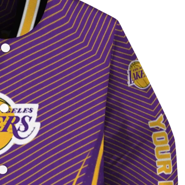 personalized los angeles lakers chevron arrow purple varsity jacket premium grade.webp