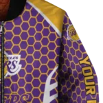 personalized los angeles lakers hexagon grid purple bomber jacket best selling