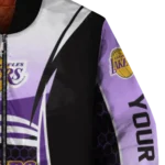 personalized los angeles lakers mesh effect purple black bomber jacket best selling