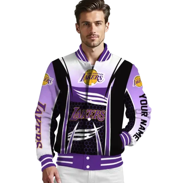personalized los angeles lakers mesh effect purple black varsity jacket high quality.webp
