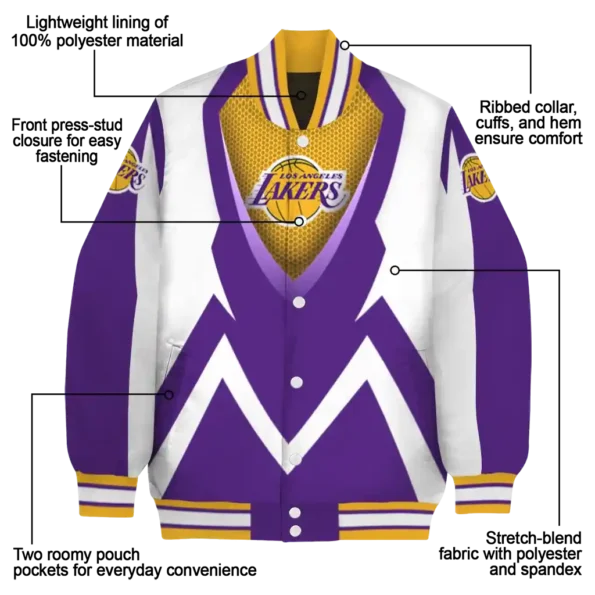 personalized los angeles lakers v stripes purple white varsity jacket new arrival.webp