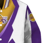 personalized los angeles lakers v stripes purple white varsity jacket best selling.webp