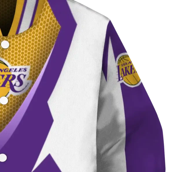 personalized los angeles lakers v stripes purple white varsity jacket premium grade.webp
