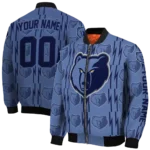 personalized memphis grizzlies bolt stripe blue bomber jacket best selling