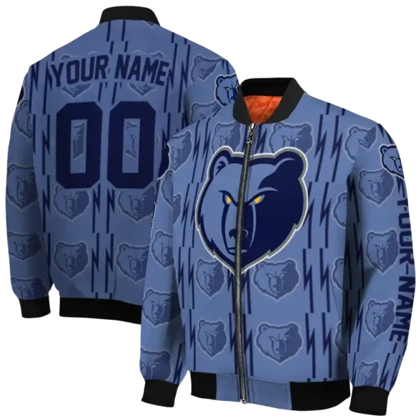 personalized memphis grizzlies bolt stripe blue bomber jacket fashion forward